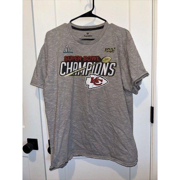 Fanatics Kansas City Chiefs Super Bowl LIV Champions Shirt Mens XL Gray NFL - Picture 1 of 5